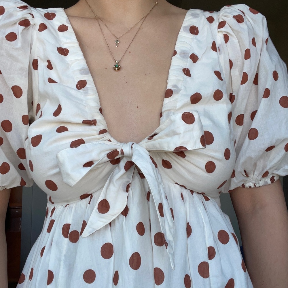 Abercrombie & Fitch White Dress with Brown Polka Dots
